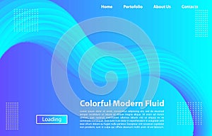 3D Blue Color Background of modern fluid. Landing page design. Fluid Shape Vector Form. 3D Poster for website design.