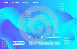 3D Blue Color Background of modern fluid. Landing page design. Fluid Shape Vector Form. 3D Poster for website design.