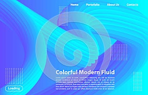 3D Blue Color Background of modern fluid. Landing page design. Fluid Shape Vector Form. 3D Poster for website design.