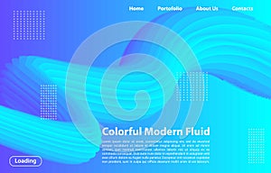 3D Blue Color Background of modern fluid. Landing page design. Fluid Shape Vector Form. 3D Poster for website design.