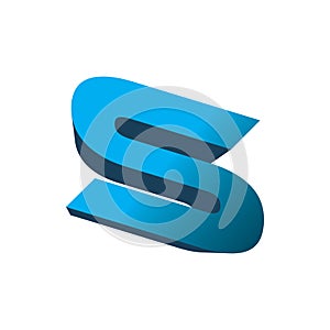 3d blue color initial letter s logo design