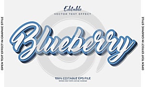 3d blue editable text style effect. Vector editable text effect