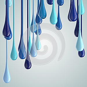 3D blue glossy paint drop blobs