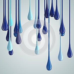 3D blue glossy paint drop blobs