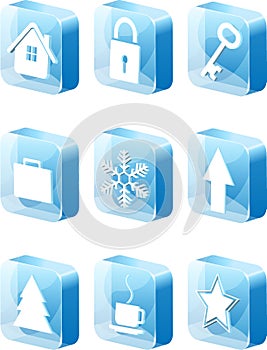3d blue icons set