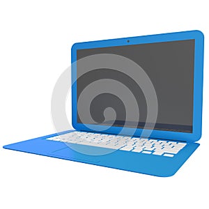 3D blue laptop isolated on white