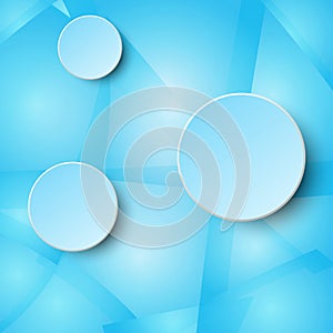 3d blue paper circle label on glass mosaic blue abstract design background concept
