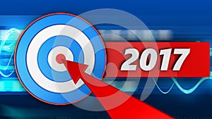 3d blue target with 2017 year sign