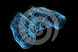 3D blue xray transparent binoculars