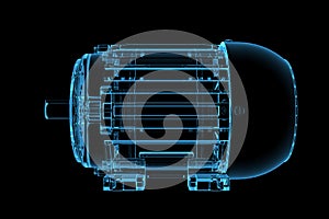 3D blue xray transparent motor