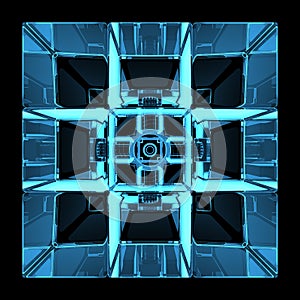3D blue xray transparent rubics cube