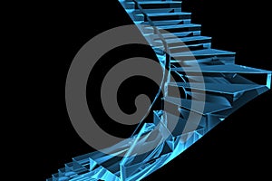 3D blue xray transparent staircase