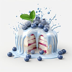 3d Blueberry Bliss Burst Cake - High Quality Stock Photo