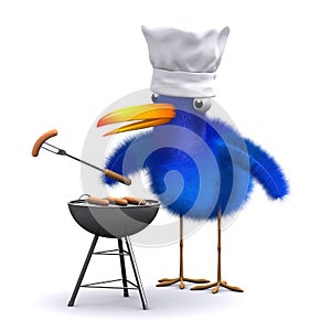 3d Bluebird has a barbecue