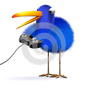 3d Bluebird plays a video game