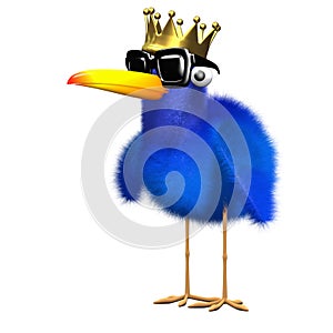 3d Bluebird wears a gold crown