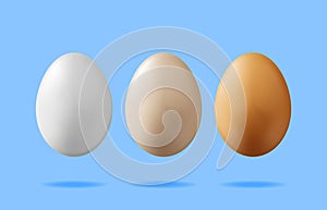 3D Boiled Eggs in Eggshell Isolated