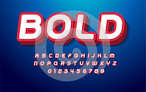 3D bold alphabet. Pop art font, heavy type for modern super hero monogram, prize logo, comic graphic, fun and cool