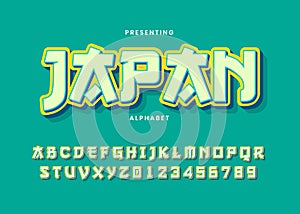 3d bold modern typeface, vibrant cool style effect, japanese graffiti alphabet