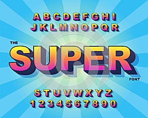 3d Bold retro font. Vintage Alphabet vector