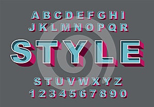 3d Bold retro font. Vintage Alphabet vector 80 s, 90 s Old style graphic poster