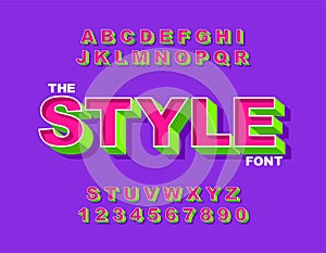 3d Bold retro font. Vintage Alphabet vector 80 s, 90 s Old style graphic poster