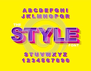 3d Bold retro font. Vintage Alphabet vector graphic poster set.