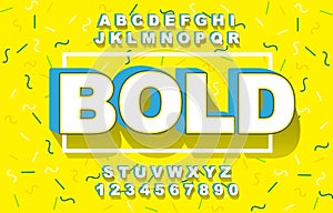 3d Bold retro font. Vintage Alphabet vector graphic poster set.