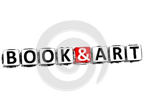 3D Book And Art Button Click Here Block Text