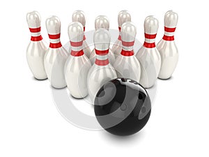 3d Bowling ball hits pins