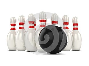 3d Bowling ball and pins