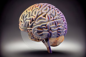 3d brain close up. Generative AI