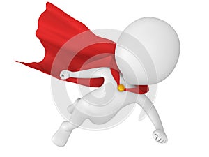 3d brave superhero with red cloak flying