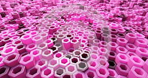 3d bright pink hexagon landscape made of soft plastic