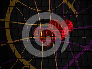 3D broken love heart