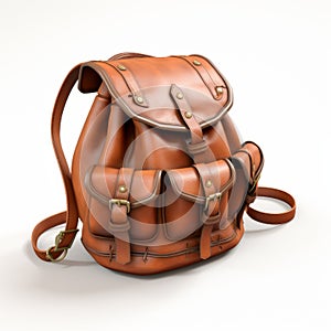 3d Brown Backpack Rendering With Octane On White Background