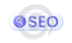 3D Browser SEO search illustration. SEO optimization for marketing. Search bar icon. Research concept