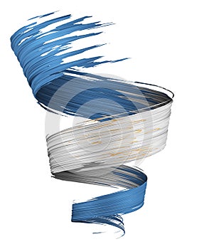 3D brush paint stroke swirl in Argentina flag colors