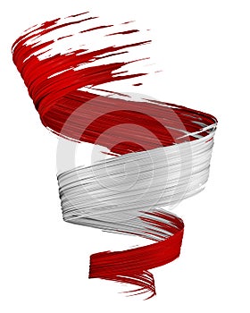 3D brush paint stroke swirl in Austria flag colors