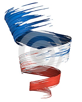 3D brush paint stroke swirl in France flag