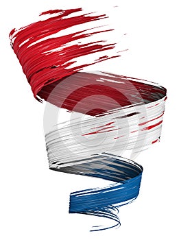 3D brush paint stroke swirl in Netherlands flag colors