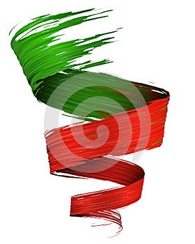 3D brush paint stroke swirl in Portugal flag colors