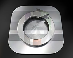 3d brushed metal arrow in circle icon