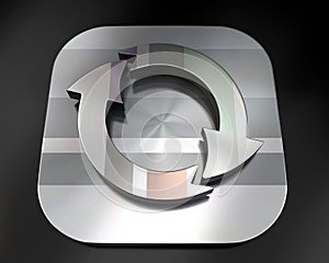 3d brushed metal arrows in circle icon