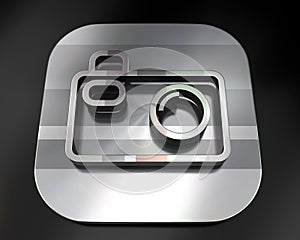 3d brushed metal camera icon