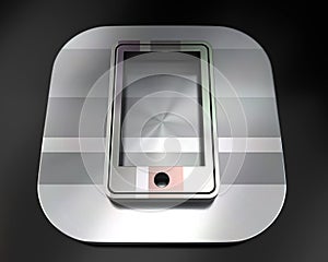 3d brushed metal cellular phone icon