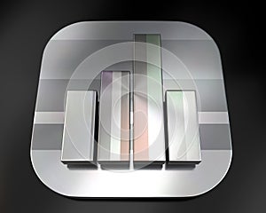 3d brushed metal data chart icon