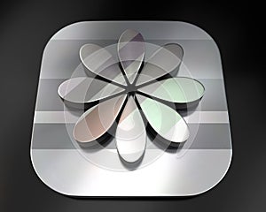 3d brushed metal flower icon