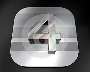 3d brushed metal four number icon