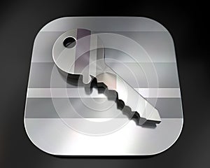 3d brushed metal key icon